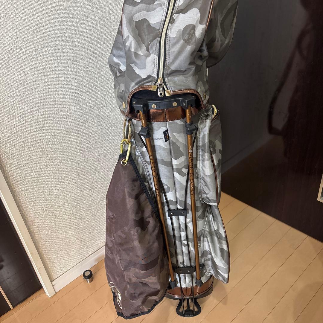 えむえむ　マークアンドロナ　迷彩グレー スカルプリント キャディバッグ