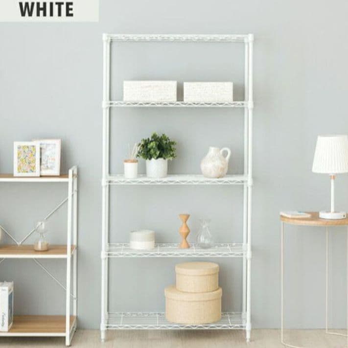 ✱ 新品 ワイヤーシェルフ 白 5段 幅75 スチールラック メタルラック