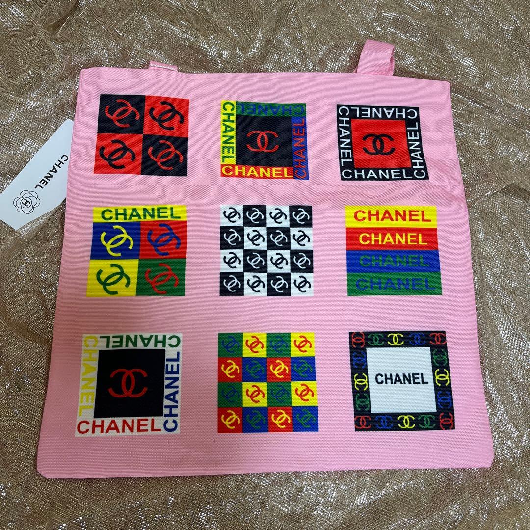 CHANEL ロゴプリント トートバッグ ピンク