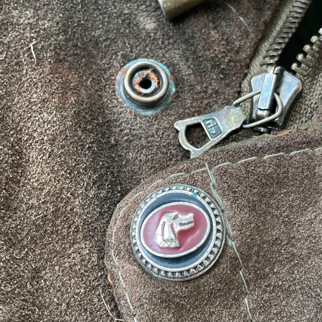 -90s euro 本革 スウェードレザージャケット ニット地切替