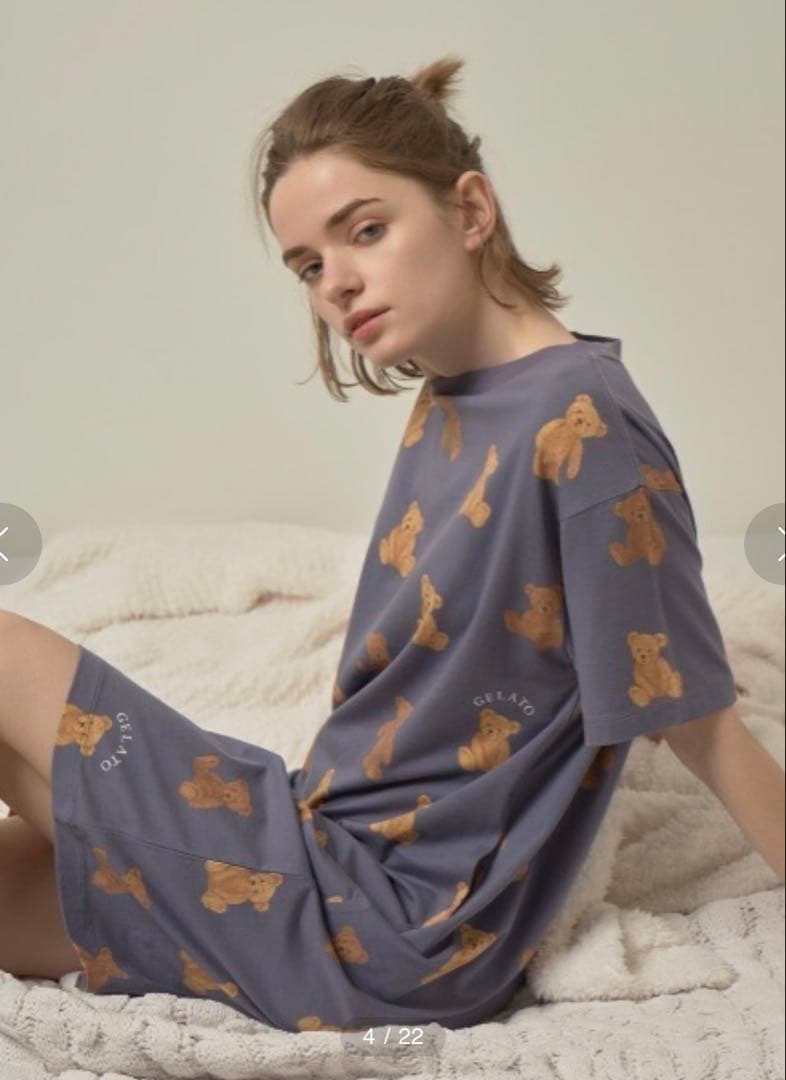 ジェラートピケ❤︎ベア柄ワンピース ネイビー 新品