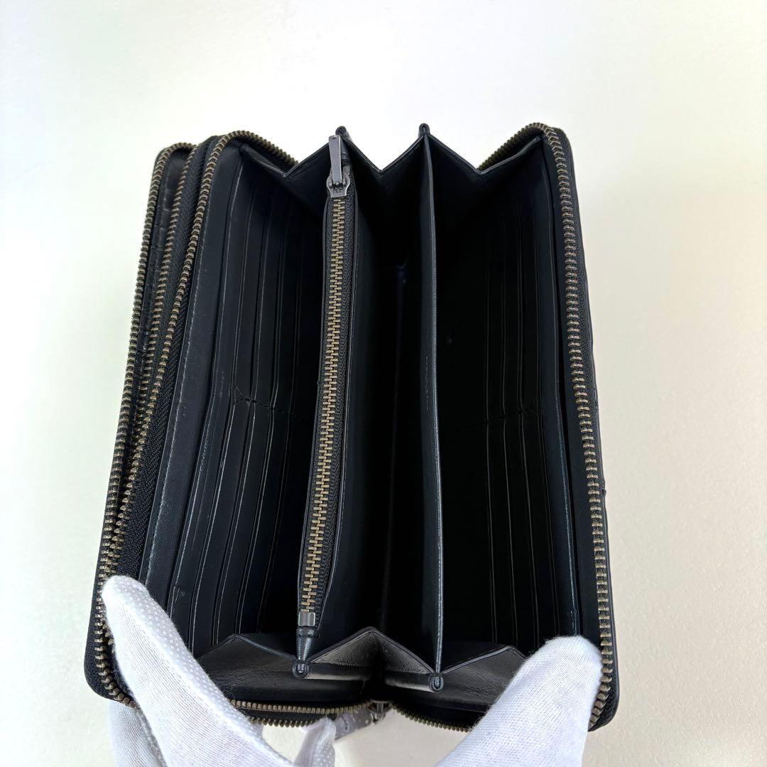 【美品】COACH 長財布　オーガナイザー　ダブルジップ シグネチャー ブラック