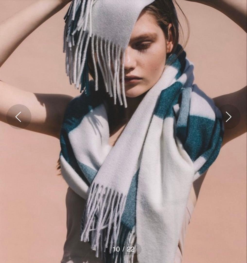 【elegancese】ピュアカシミヤ100% チェック大判マフラー／ストール