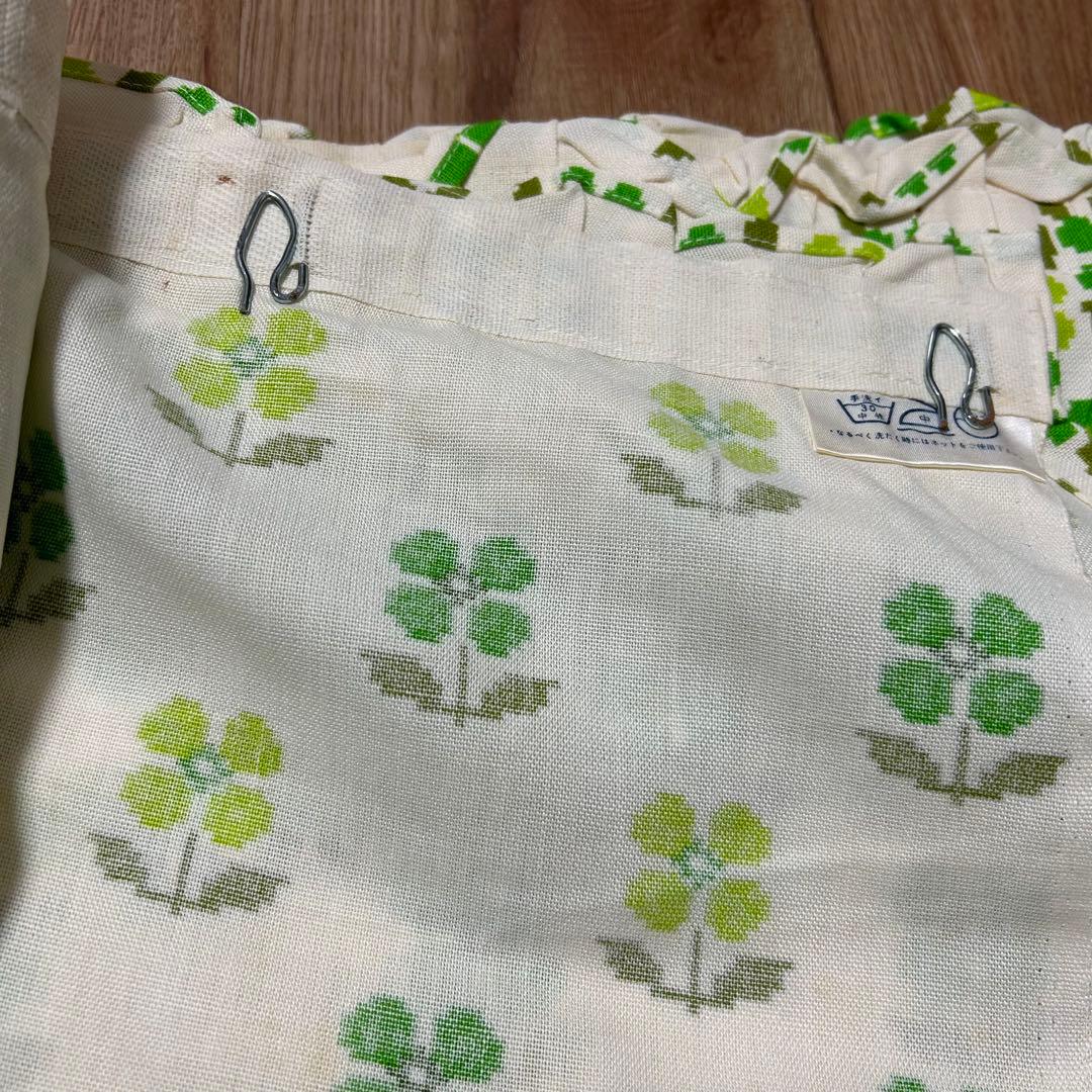 値下げ‼️希少！レア！昭和レトロ！廃盤品！フローラルカーテン　グリーン2枚セット