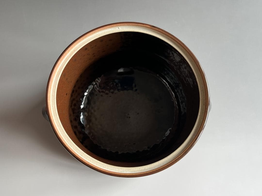 げんじょー　陽炎園　膳所焼　下耳付水指　尋牛斎書付