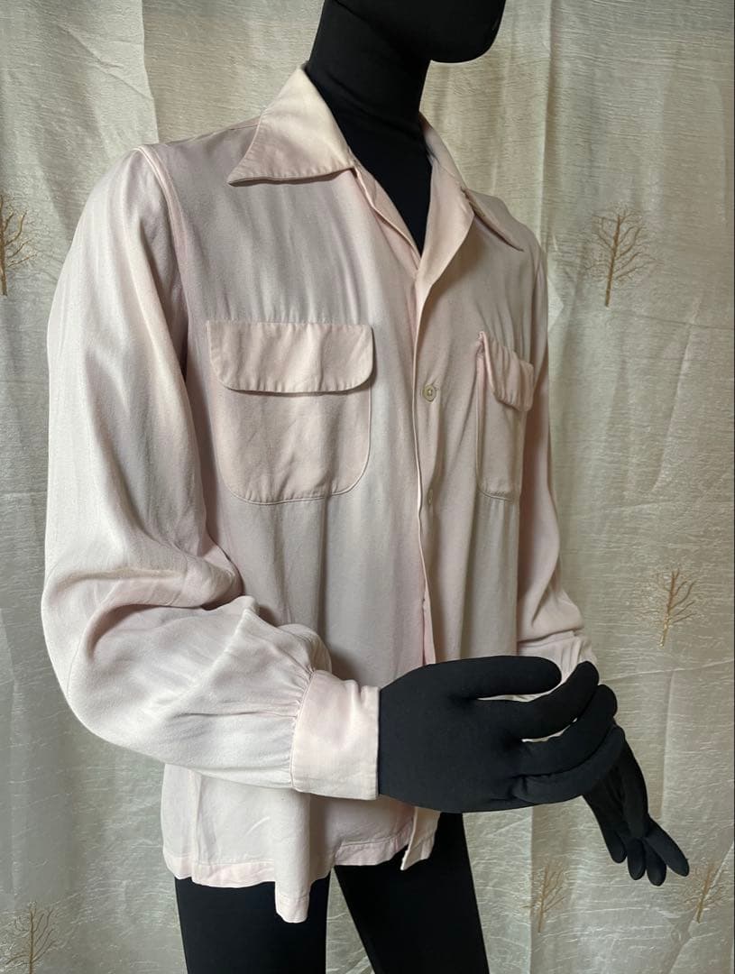 50's Tamarack ベイビーピンク レーヨンシャツ