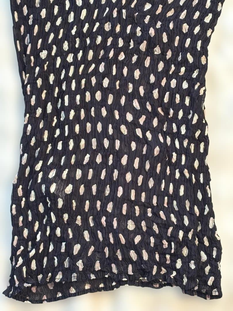 ISSEY MIYAKE しわプリーツ ドット柄 ハイネック L