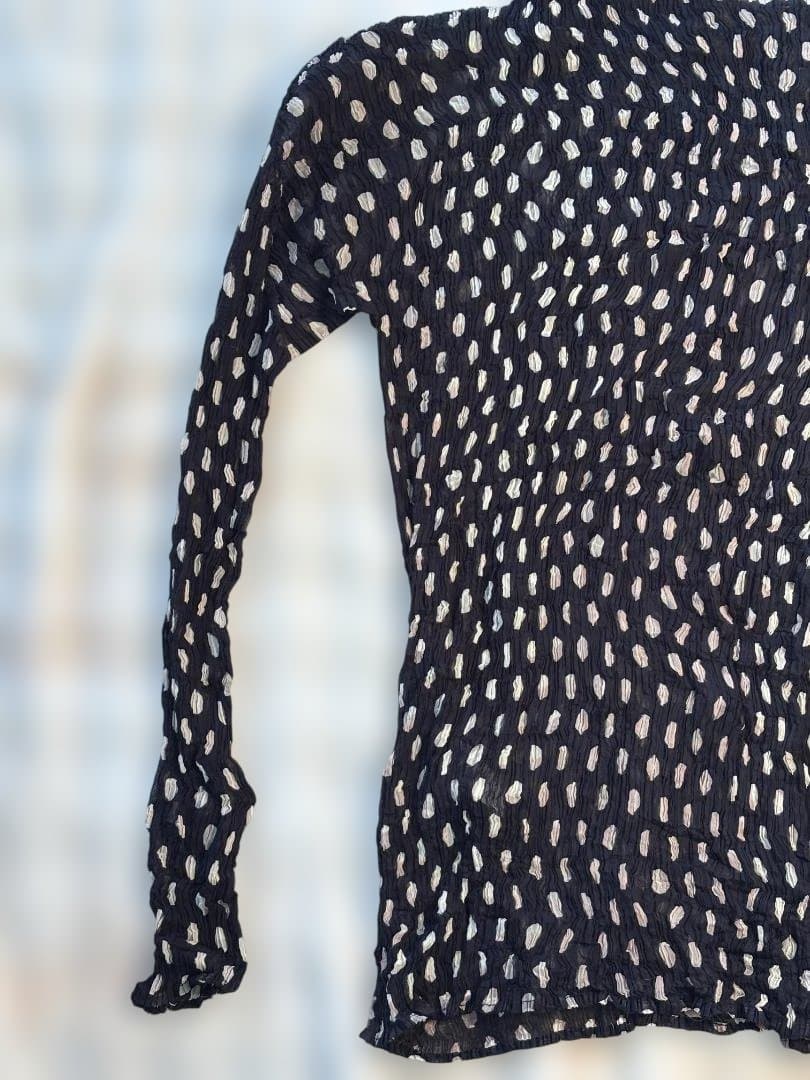 ISSEY MIYAKE しわプリーツ ドット柄 ハイネック L