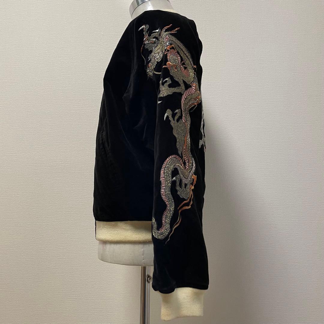 爆裂爛漫娘　スカジャン　リバーシブル　ベロア　別珍　龍蛇スカル×春画　総刺繍　L
