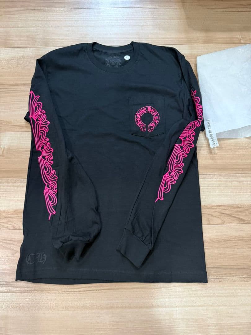 クロムハーツ ロンt フローラル クロス ピンク パーカー 長袖 ホースシュー