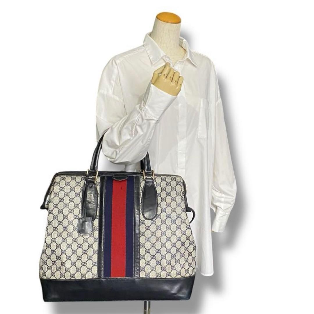 【良品】グッチ シェリーライン ボストン バッグ 00s メンズ ビンテージ