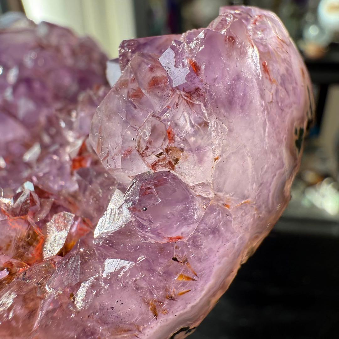 天然石タイチンルチルクォーツ共生アメジストのハート　置物NO.010913