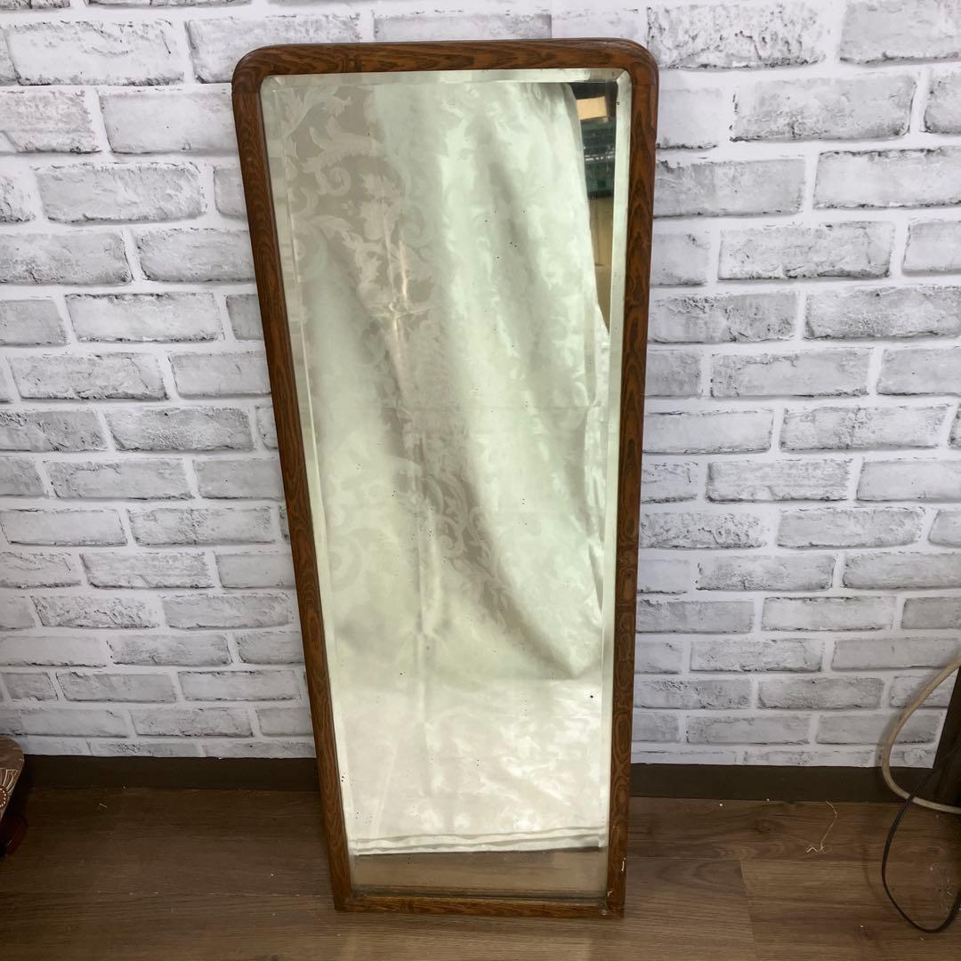 A-4 昭和レトロ ヴィンテージ風 木製フレーム 全身鏡 姿見 ウォールミラー