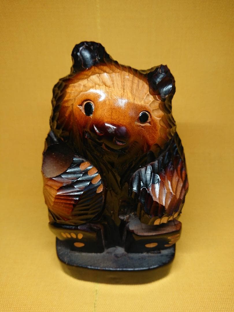 くま　熊　木彫　オブジェ　置物　インテリア　工芸品　美術品　A3072