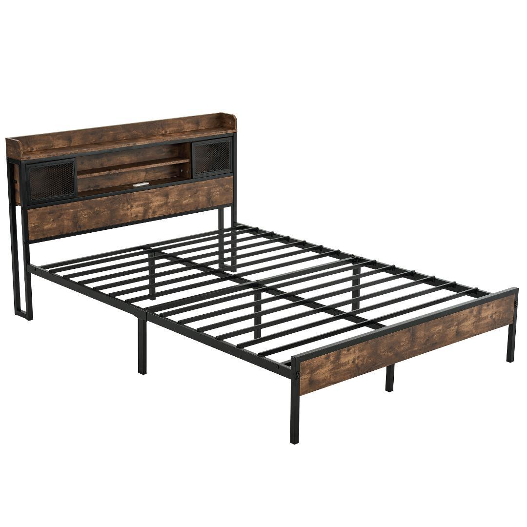 人気再入荷！D・ダブル　高級ベッドフレーム・コンセント付き