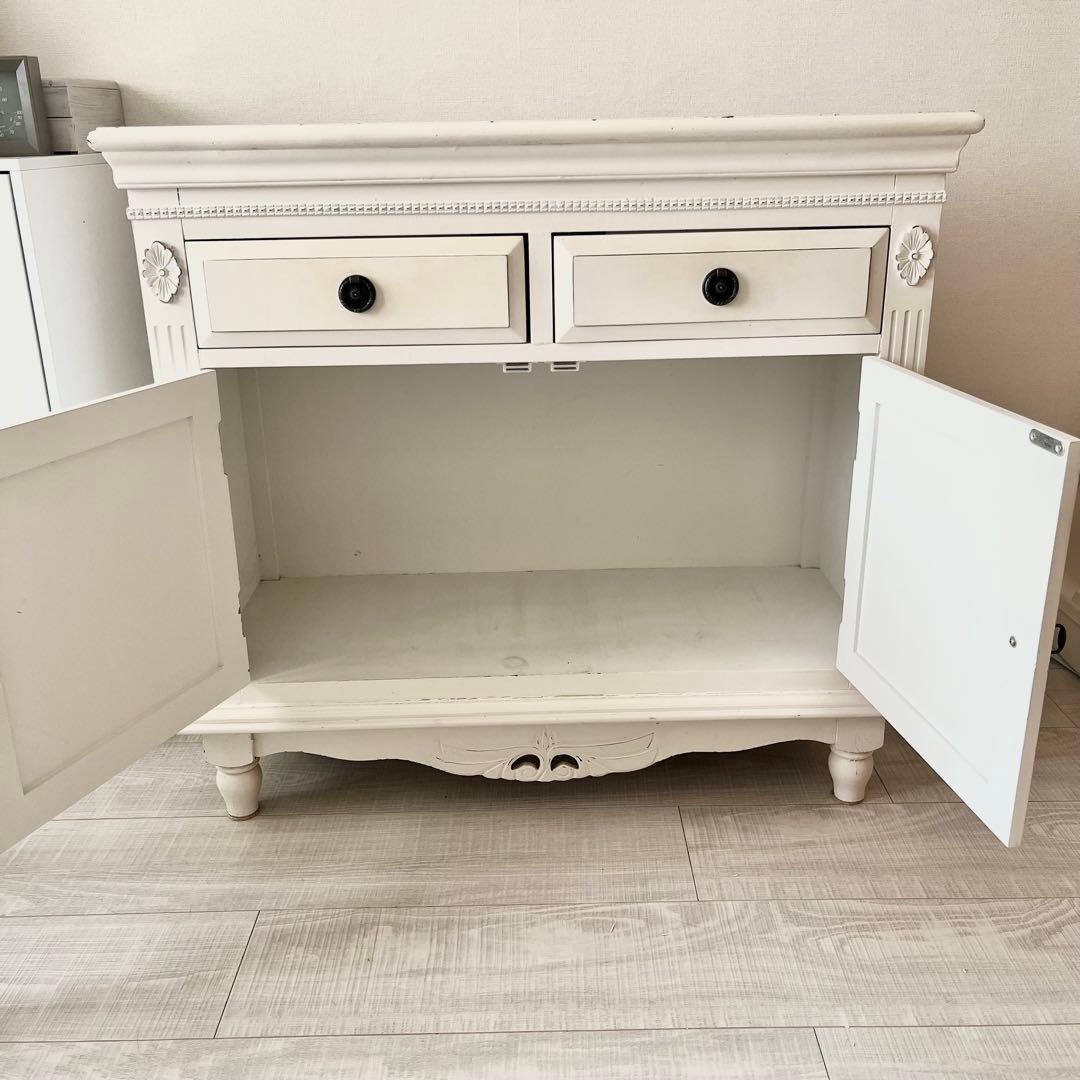 ロココ調 アンティーク ホワイトクラシック キャビネット