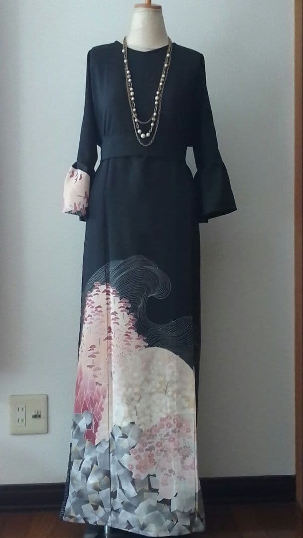 着物リメイクワンピース留袖ドレス春山
