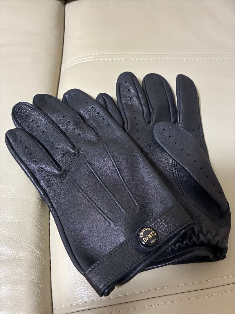 DENTS 黒 レザー 手袋 フィンガーレス