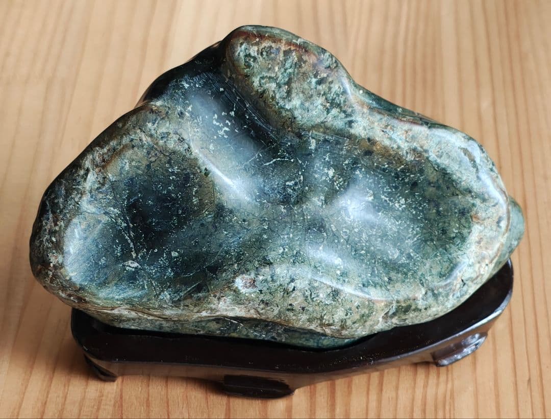 天然石 水石 木製台座付き