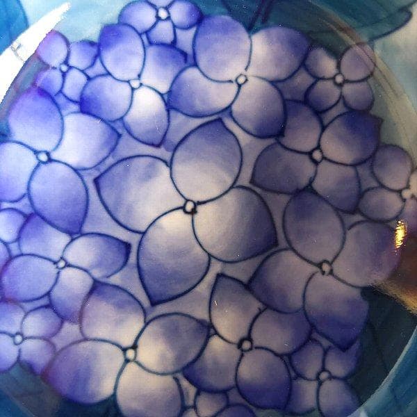 伊万里鍋島焼　畑萬陶苑　紫陽花紋　高台付き小鉢　揃　５客　染付