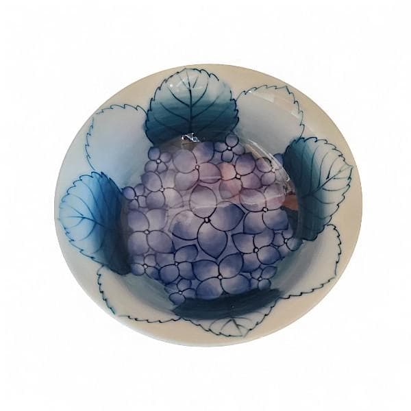 伊万里鍋島焼　畑萬陶苑　紫陽花紋　高台付き小鉢　揃　５客　染付