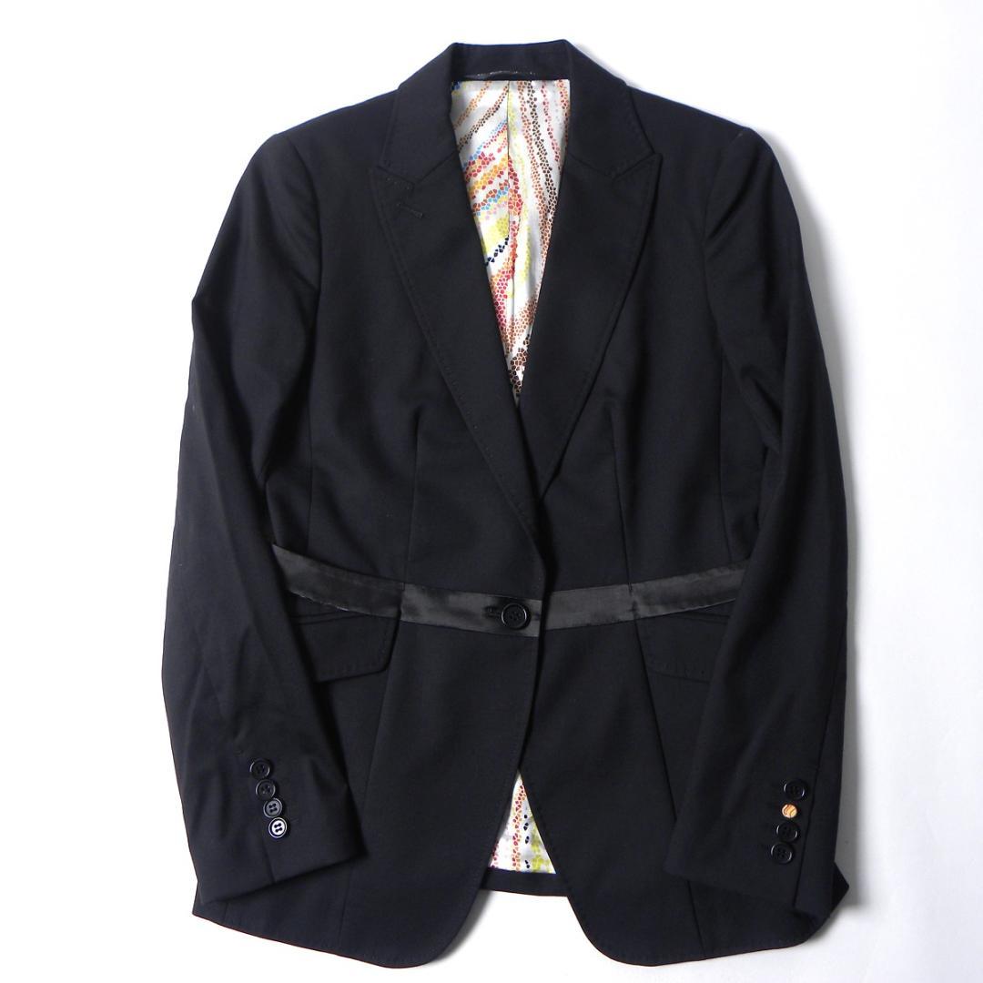 ポールスミスブラックレーベル パンツスーツ ベルト付ジャケット総柄裏地 38美品