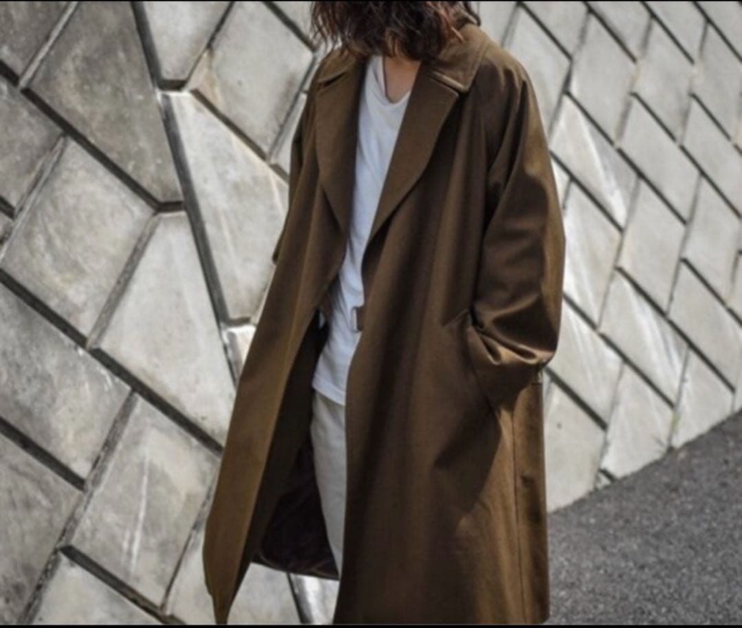 正月特価！COMOLI 18AW ウールサージタイロッケンコート ブラウン 1