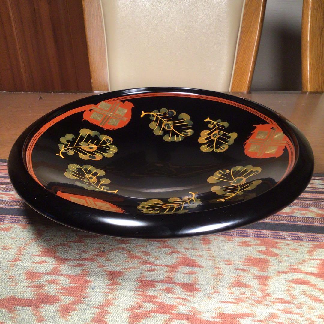 骨董　秀衡塗　翁知屋 『みち乃くの御器』　大皿　特大　皿立て付き