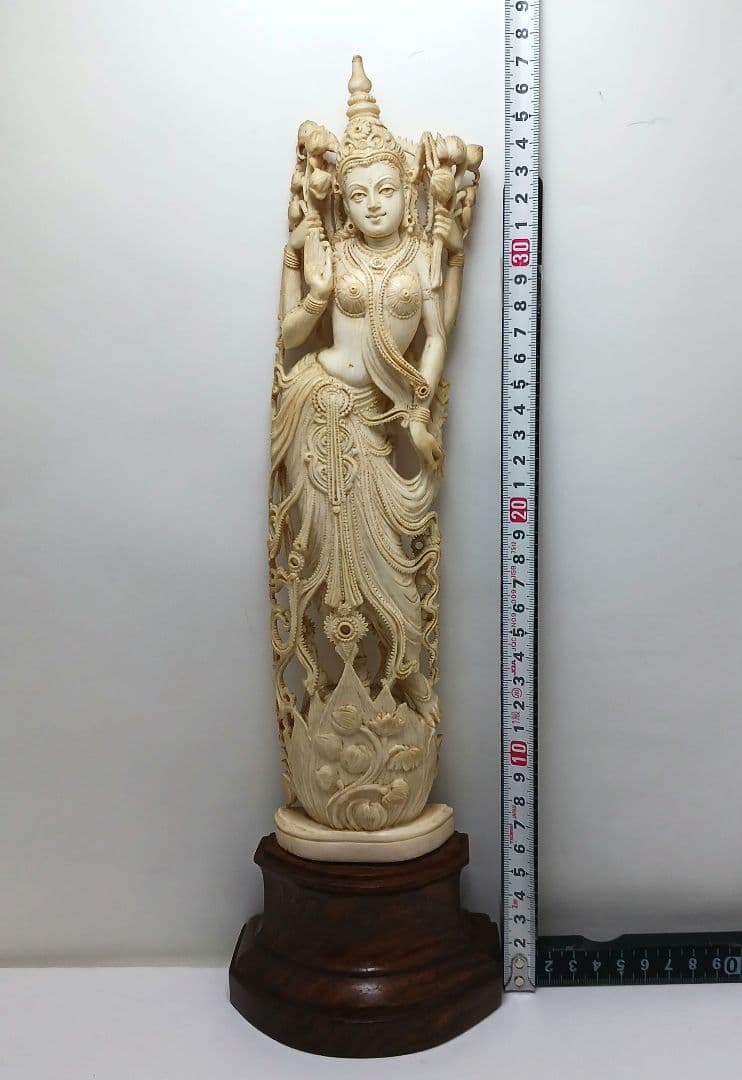 Y2179 細密彫刻 極上 置物 チベット女神像 総重量646.1g　ten