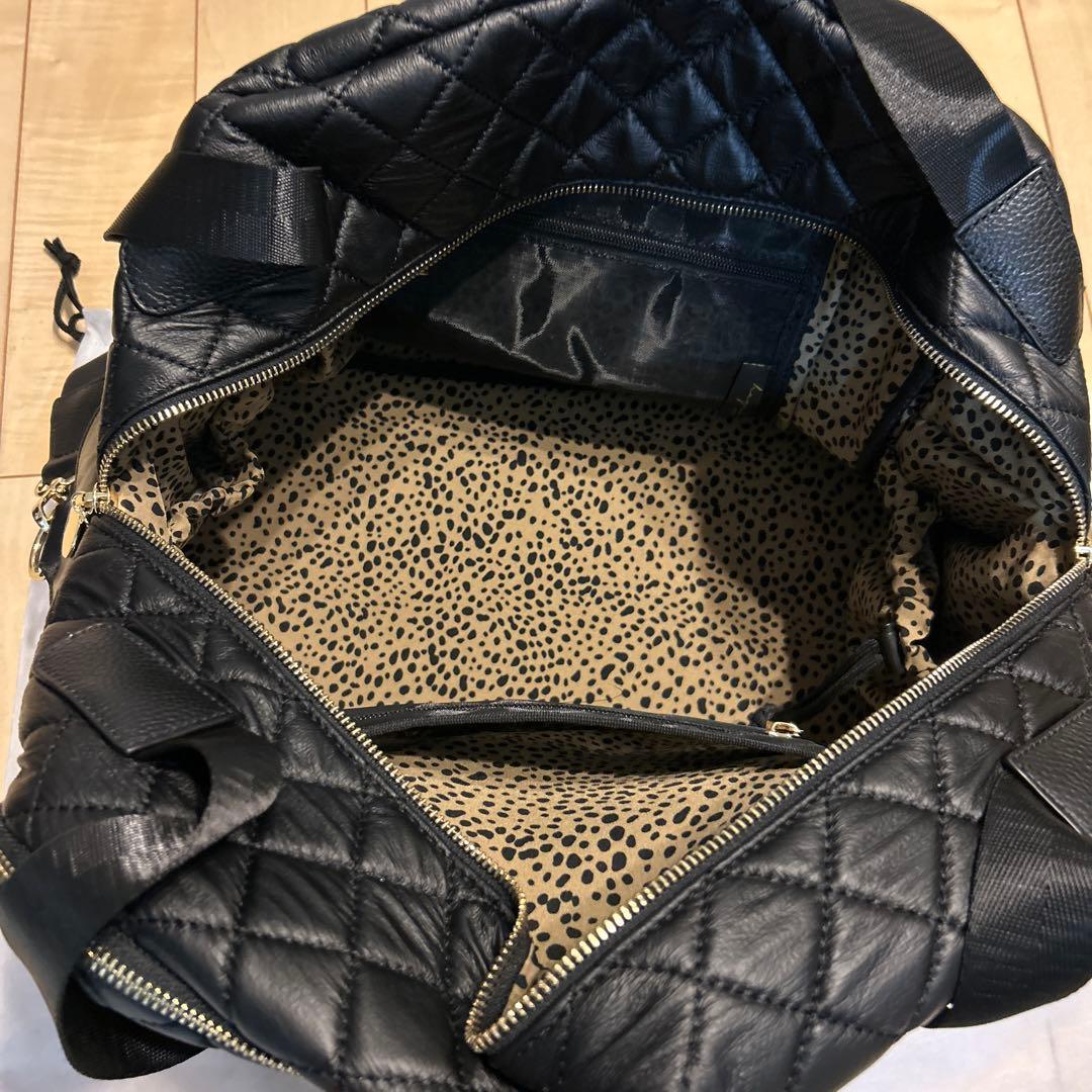 HAYNI ボストンバッグ(黒) キャリーケース対応　インナーヒョウ柄LLサイズ