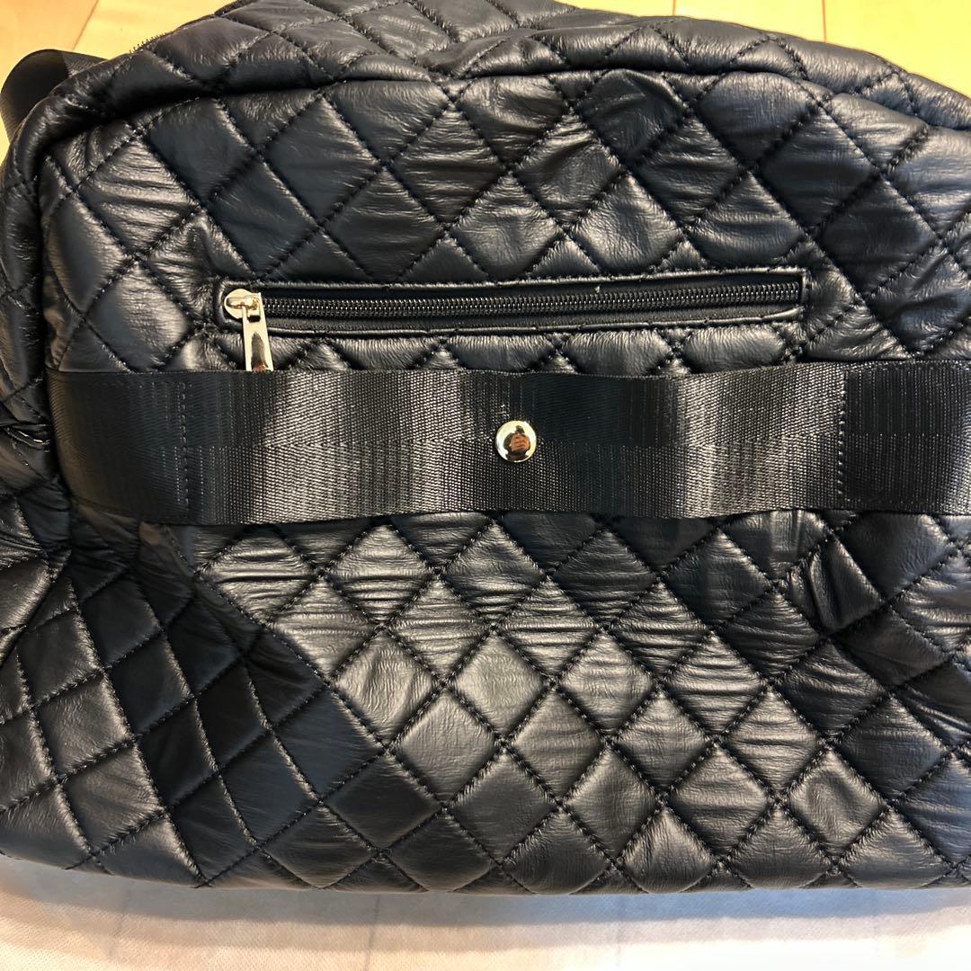 HAYNI ボストンバッグ(黒) キャリーケース対応　インナーヒョウ柄LLサイズ