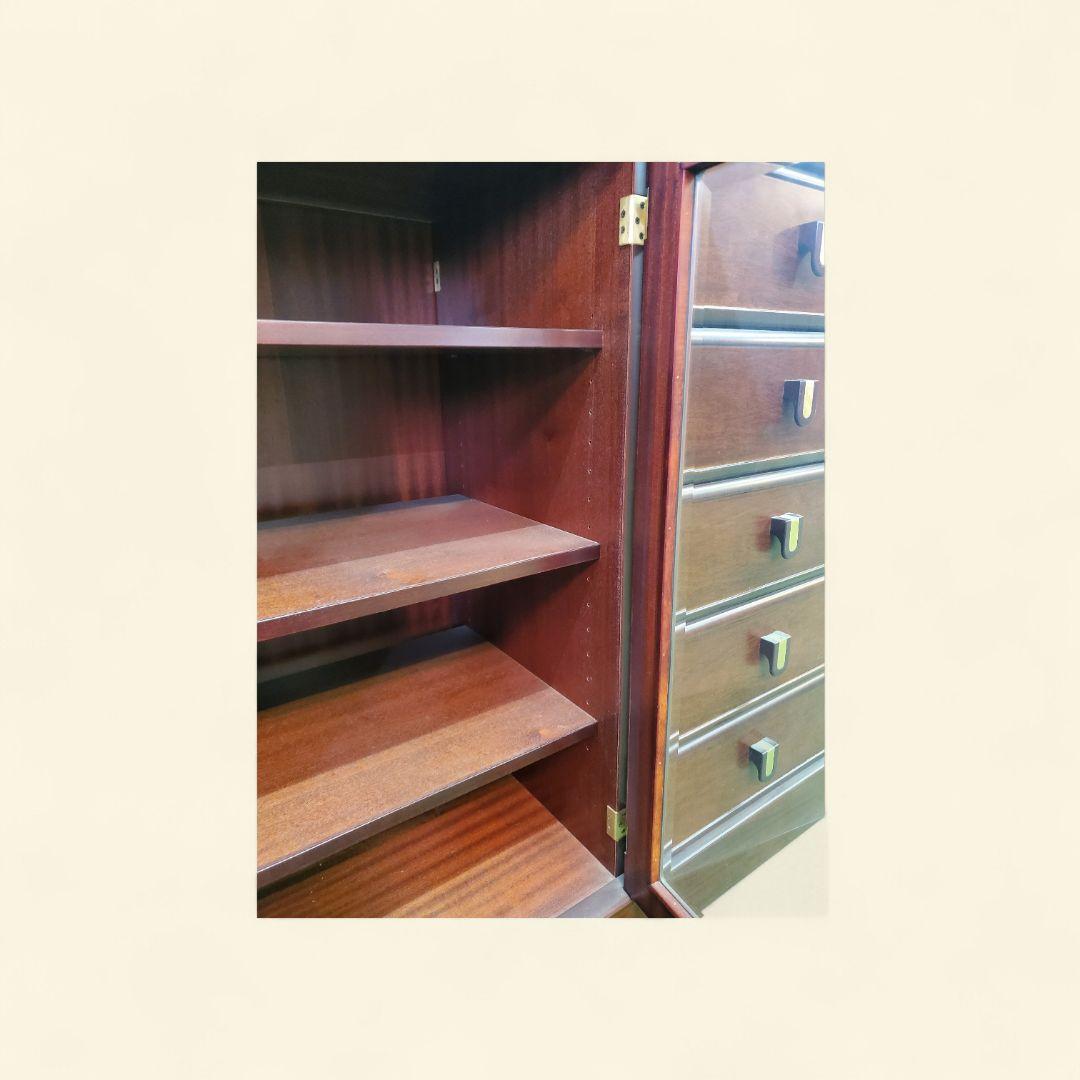 起立木工　 キャビネット 　サイドボード　ガラス扉・引き出し5段付き　両面ハッチ