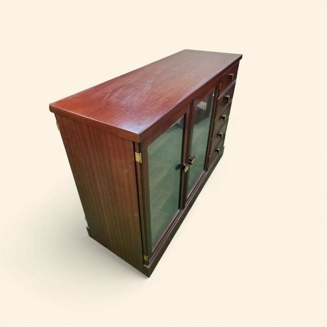 起立木工　 キャビネット 　サイドボード　ガラス扉・引き出し5段付き　両面ハッチ