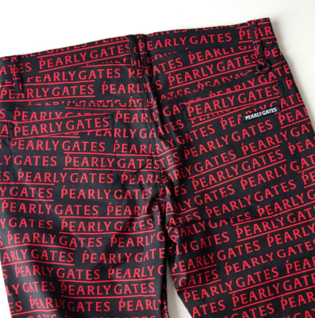 新品【パーリーゲイツ】EXストレッチ ロゴ総柄 ロングパンツ 黒 5(L)