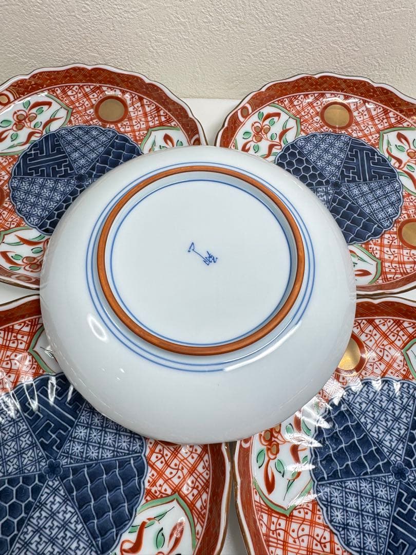 美濃焼 翔山作 赤絵染付祥瑞 中皿揃 5客 16cm 和食器