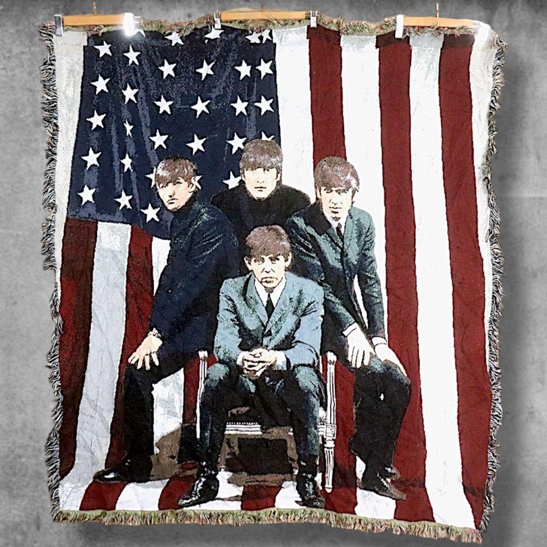 BOKJ バンド ラグ タペストリー 古着 ビートルズ 星条旗 アメリカ