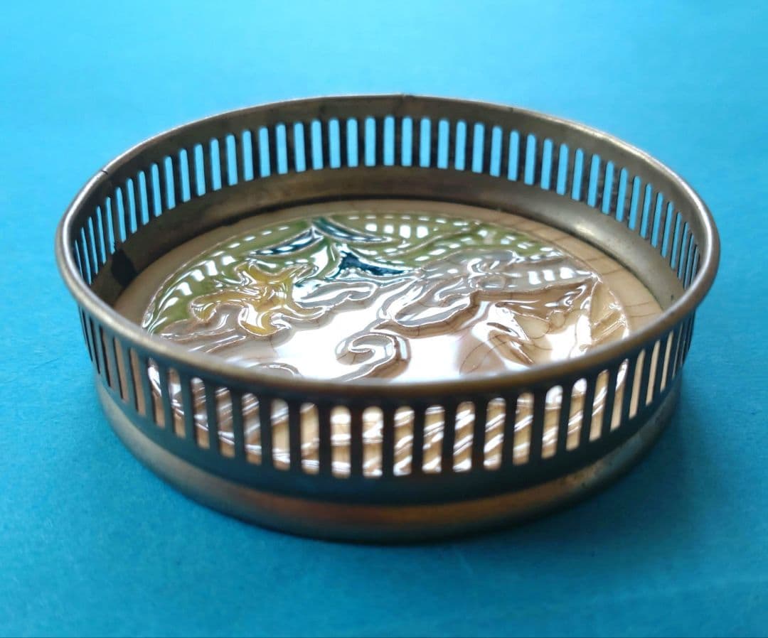 大正〜昭和初期　ガラスコースター　マジョリカタイル　アンティーク　5個セット