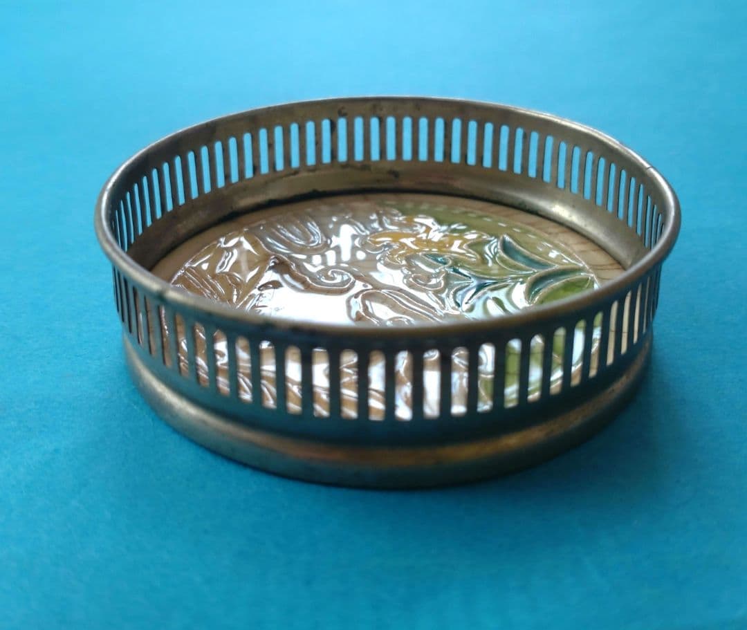 大正〜昭和初期　ガラスコースター　マジョリカタイル　アンティーク　5個セット