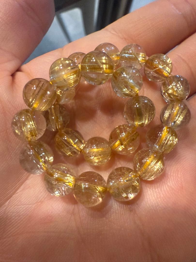 ゴールド　ルチルクォーツ　タイチンルチル　ブレスレット