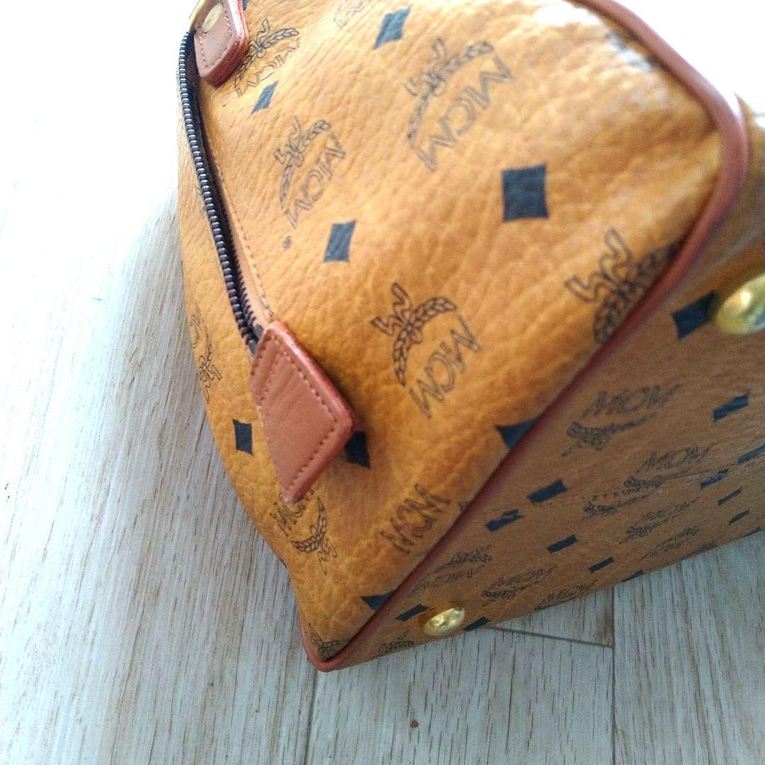 MCM ブラウンレザー ボストンバッグ 055710