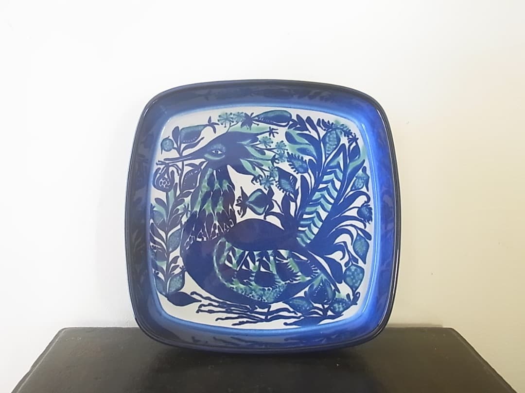 ロイヤルコペンハーゲン　ファイアンス焼き　テネラ　鳥　スクエアプレート