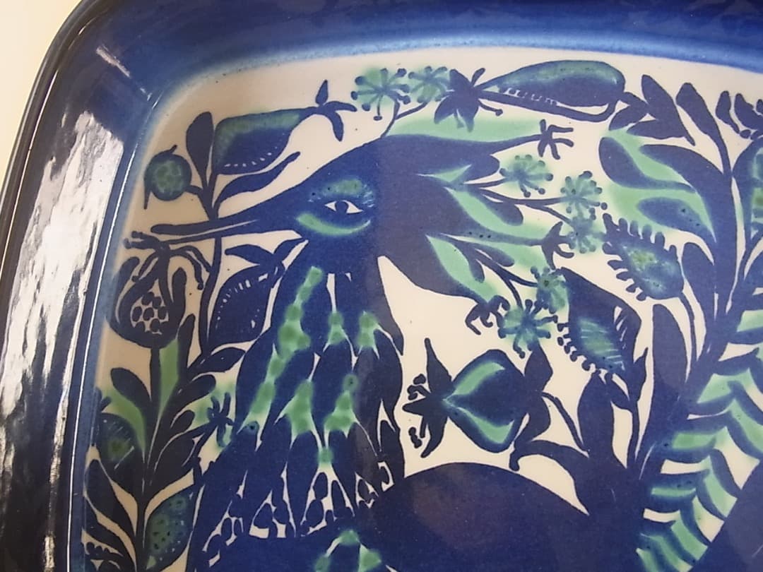 ロイヤルコペンハーゲン　ファイアンス焼き　テネラ　鳥　スクエアプレート