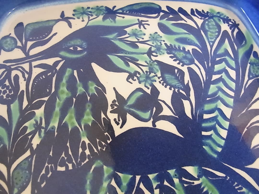 ロイヤルコペンハーゲン　ファイアンス焼き　テネラ　鳥　スクエアプレート