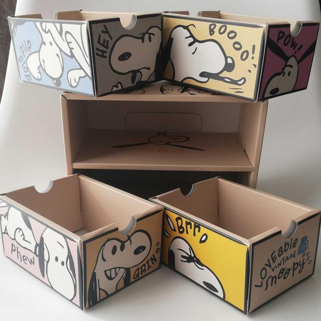 ユニバ　スヌーピー　紙製　収納　小物入れ　ケース　引き出し　タンス　チェスト