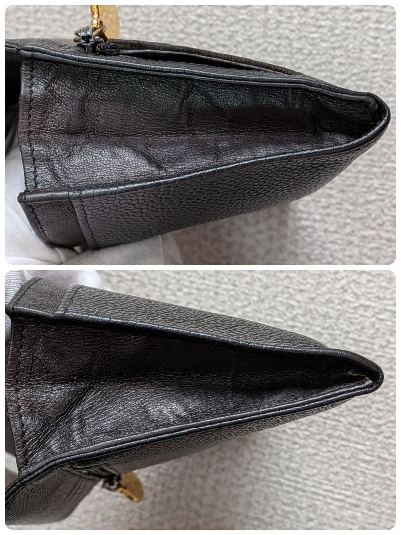 シャネル　デカココ　ミニ財布　黒　キャビアスキン　チェーンウォレット　小銭入れ