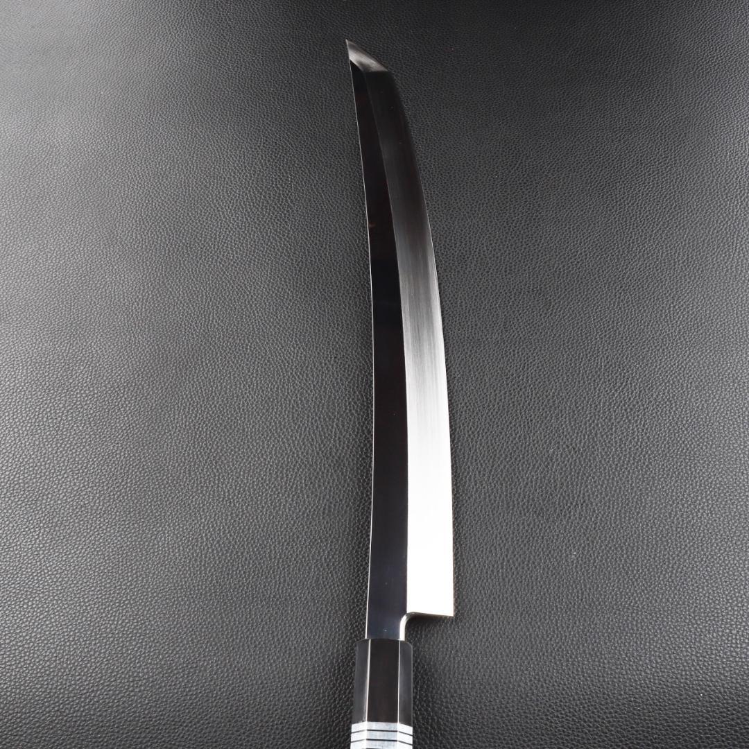 11071鬼反り先丸包丁尺二鏡面仕上げ刺身包丁刃は究極の切れ味黒檀五本銀巻八角柄