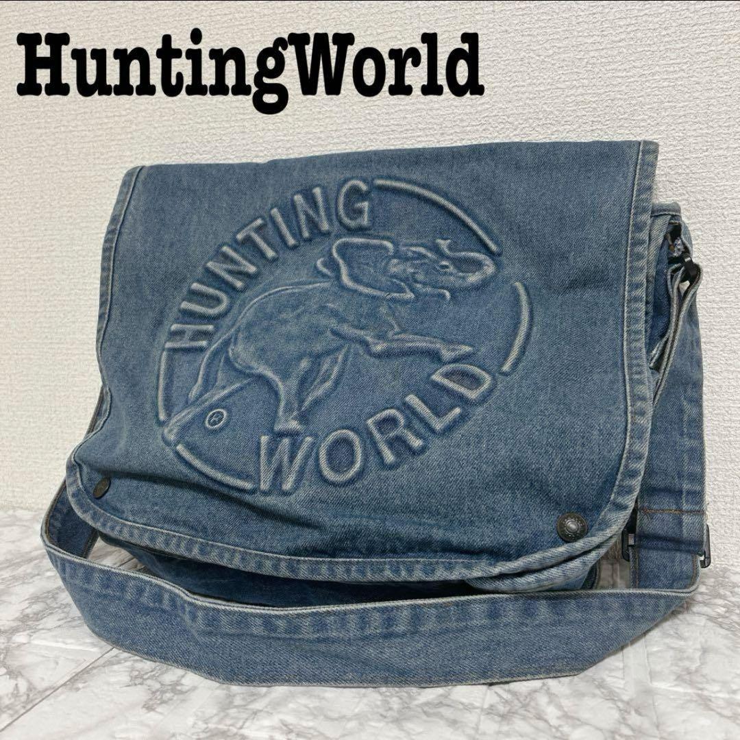 ✨早い者勝ち✨ハンティングワールド メッセンジャーバッグ デニム デカロゴ