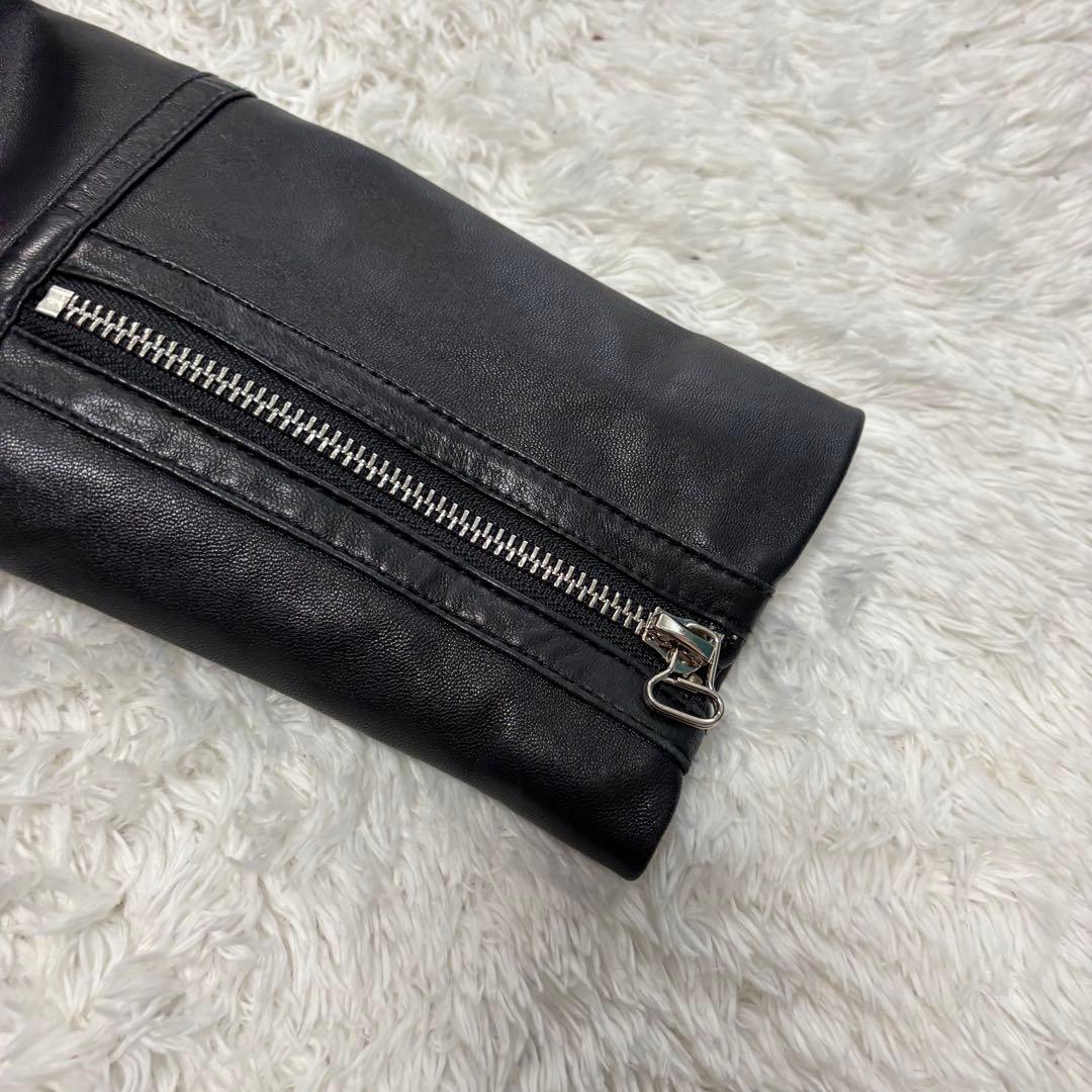 【美品】 DOMA ダブルライダース レザー ムートン レディース ブラック