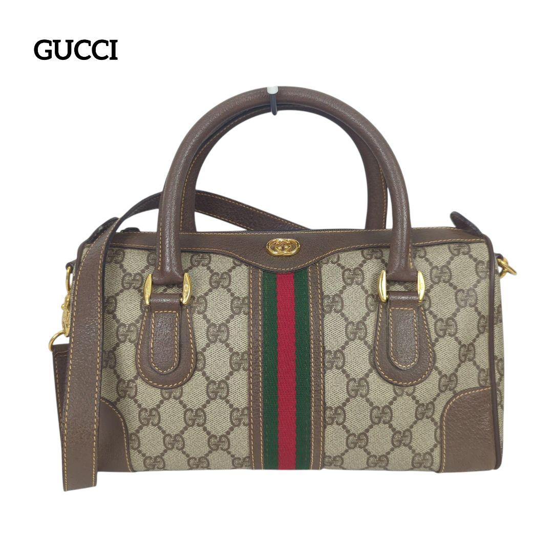 【美品】GUCCI グッチ シェリーライン ミニボストン ショルダー バッグ