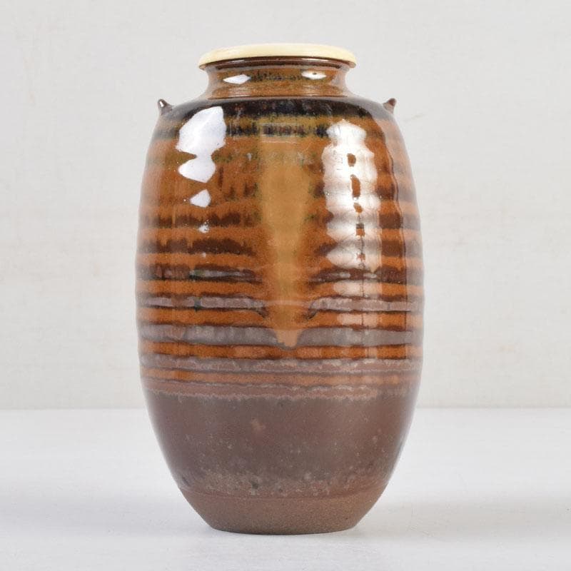 茶道具　高取焼　十三代高取八仙作　肩衝茶入　仕覆付　共箱　V　9139